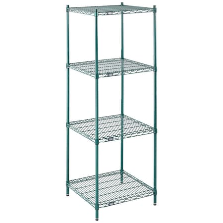 Nexel Wire Shelving, Green Epoxy, 24W X 24D X 74H 24247G